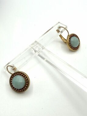 Signed Danon Israel Gold-Tone Faceted Blue Stone Drop